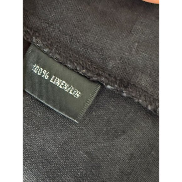 Lafayette 100% Linen Black Button-Down Shirt Size 6 Short Sleeve Lightweight Chi - Picture 6 of 7